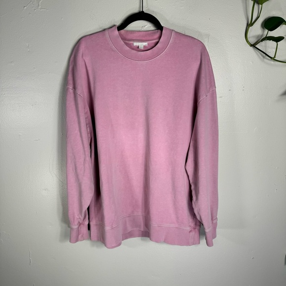 COS pink pullover sweatshirt long sleeve cotton top women large oversized baggy - Picture 15 of 15